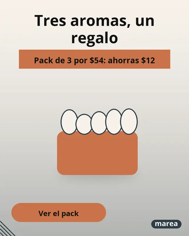 Anuncio de ejemplo de un pack de 3 aromas con precio y botón.